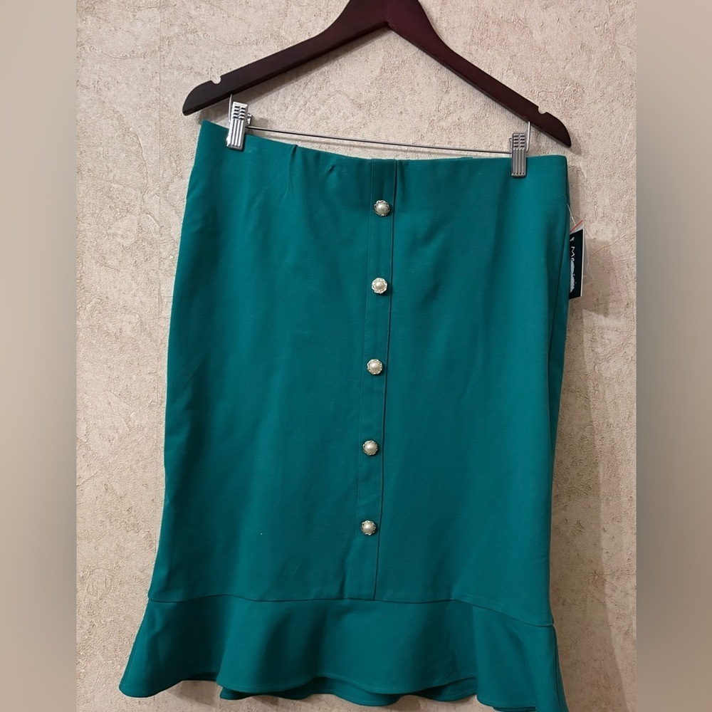 Messini Green Faux Button-Down Skirt